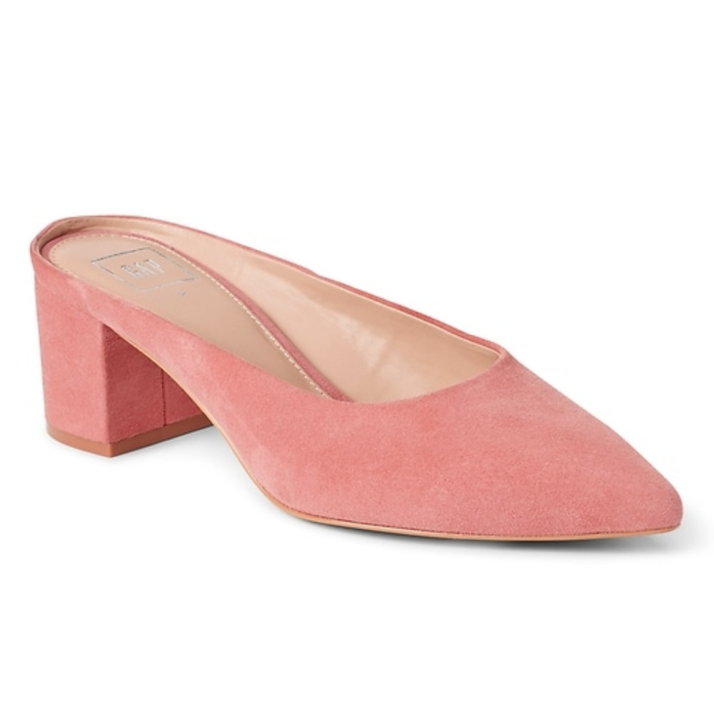 NEW Blush Suede Block Heel Mules